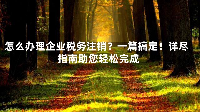怎么办理企业税务注销？一篇搞定！详尽指南助您轻松完成