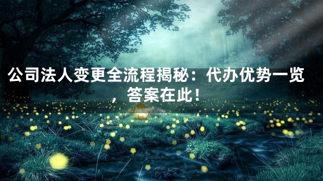 公司法人变更全流程揭秘：代办优势一览，答案在此！