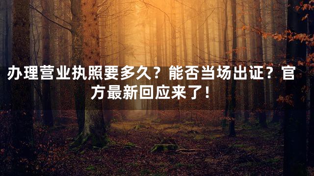 办理营业执照要多久？能否当场出证？官方最新回应来了！