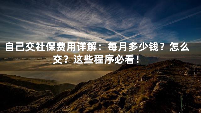 自己交社保费用详解：每月多少钱？怎么交？这些程序必看！