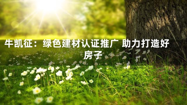 牛凯征：绿色建材认证推广 助力打造好房子