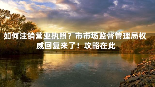 如何注销营业执照？市市场监督管理局权威回复来了！攻略在此