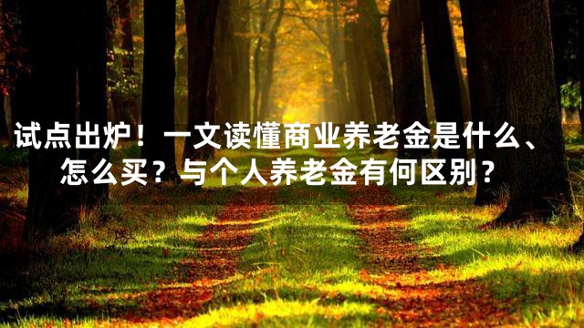 试点出炉！一文读懂商业养老金是什么、怎么买？与个人养老金有何区别？