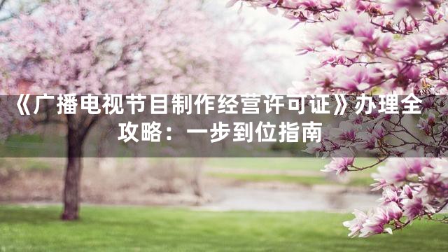 《广播电视节目制作经营许可证》办理全攻略：一步到位指南