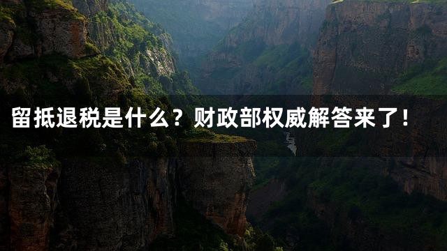 留抵退税是什么？财政部权威解答来了！