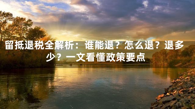 留抵退税全解析：谁能退？怎么退？退多少？一文看懂政策要点