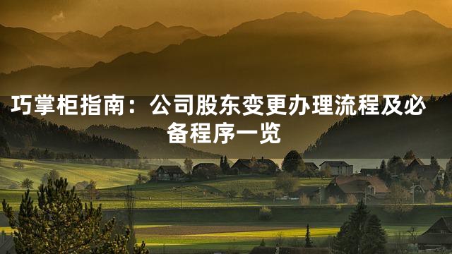 巧掌柜指南：公司股东变更办理流程及必备程序一览