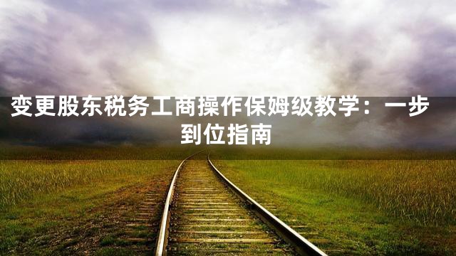 变更股东税务工商操作保姆级教学：一步到位指南
