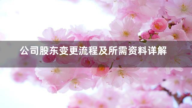 公司股东变更流程及所需资料详解