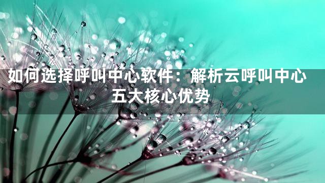 如何选择呼叫中心软件：解析云呼叫中心五大核心优势