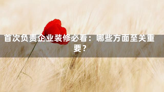 首次负责企业装修必看：哪些方面至关重要？