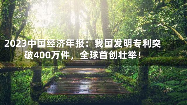 2023中国经济年报：我国发明专利突破400万件，全球首创壮举！