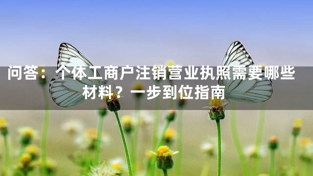 问答：个体工商户注销营业执照需要哪些材料？一步到位指南