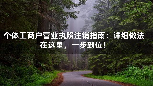 个体工商户营业执照注销指南：详细做法在这里，一步到位！