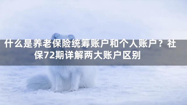 什么是养老保险统筹账户和个人账户？社保72期详解两大账户区别