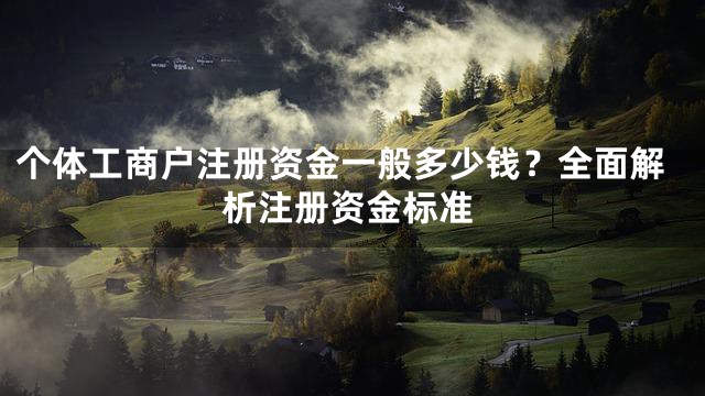 个体工商户注册资金一般多少钱？全面解析注册资金标准