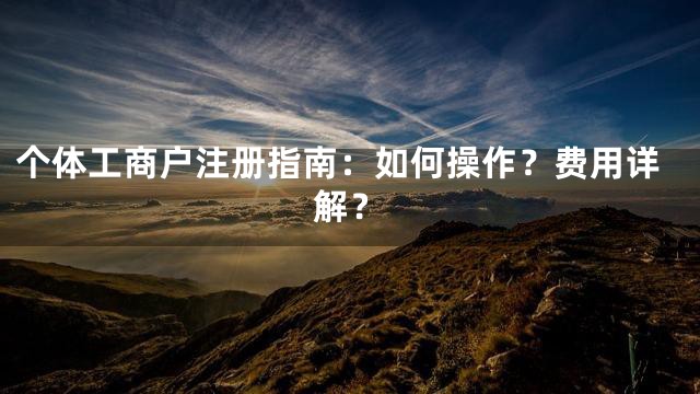 个体工商户注册指南：如何操作？费用详解？