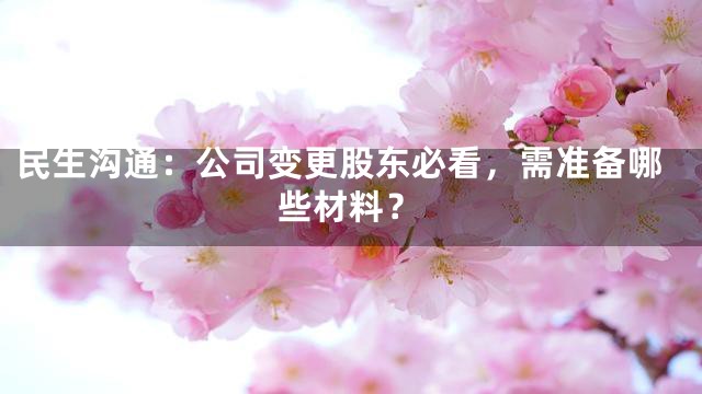 民生沟通：公司变更股东必看，需准备哪些材料？