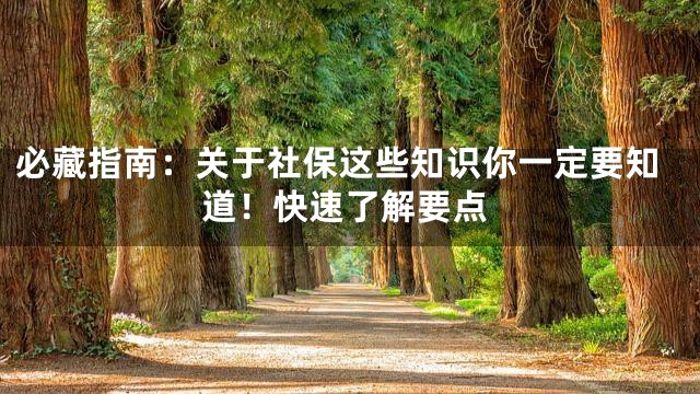 必藏指南：关于社保这些知识你一定要知道！快速了解要点