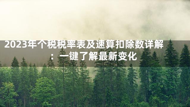 2023年个税税率表及速算扣除数详解：一键了解最新变化