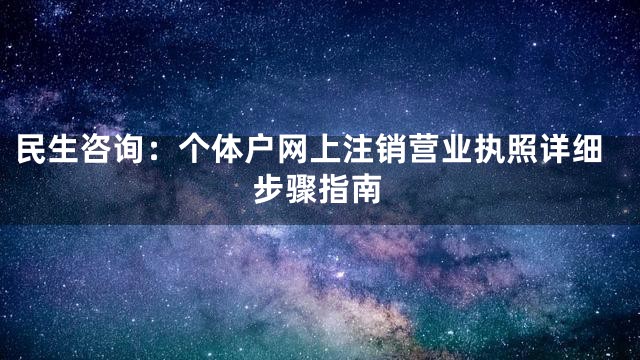 民生咨询：个体户网上注销营业执照详细步骤指南