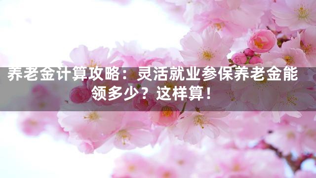 养老金计算攻略：灵活就业参保养老金能领多少？这样算！