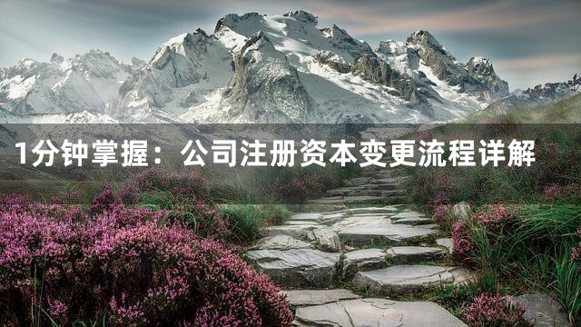 1分钟掌握：公司注册资本变更流程详解