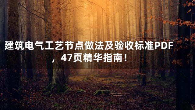 建筑电气工艺节点做法及验收标准PDF，47页精华指南！