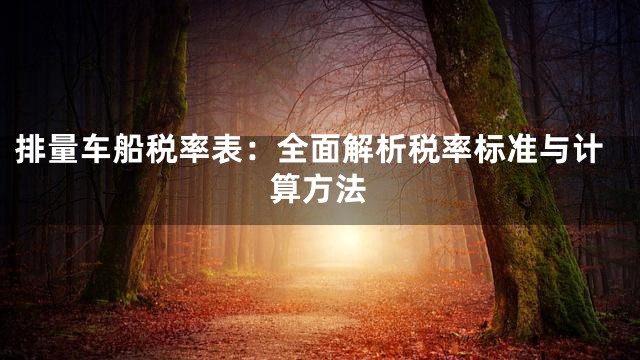 排量车船税率表：全面解析税率标准与计算方法