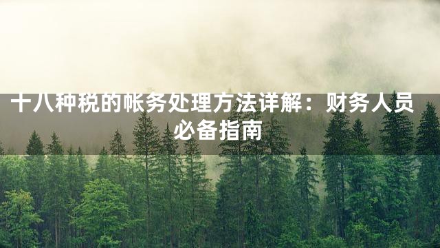 十八种税的帐务处理方法详解：财务人员必备指南