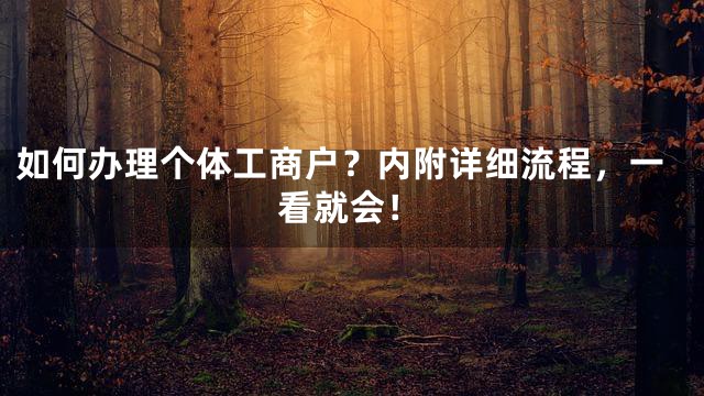 如何办理个体工商户？内附详细流程，一看就会！