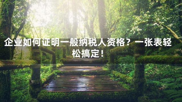 企业如何证明一般纳税人资格？一张表轻松搞定！