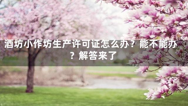 酒坊小作坊生产许可证怎么办？能不能办？解答来了