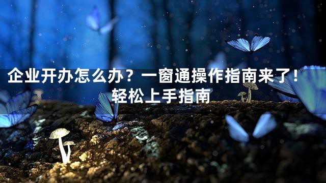 企业开办怎么办？一窗通操作指南来了！轻松上手指南