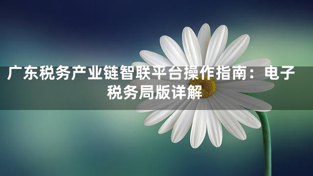广东税务产业链智联平台操作指南：电子税务局版详解