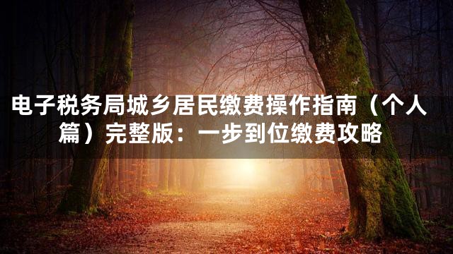 电子税务局城乡居民缴费操作指南（个人篇）完整版：一步到位缴费攻略