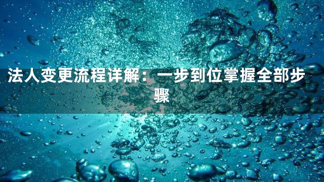 法人变更流程详解：一步到位掌握全部步骤