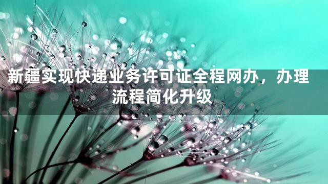 新疆实现快递业务许可证全程网办，办理流程简化升级