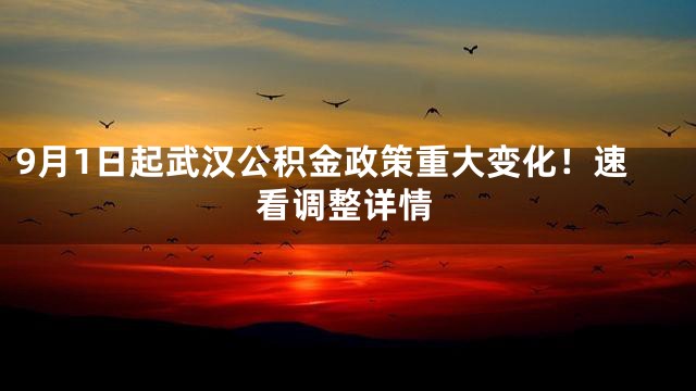 9月1日起武汉公积金政策重大变化！速看调整详情