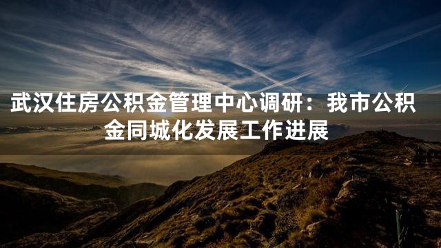 武汉住房公积金管理中心调研：我市公积金同城化发展工作进展