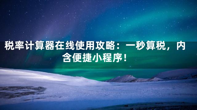 税率计算器在线使用攻略：一秒算税，内含便捷小程序！