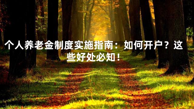 个人养老金制度实施指南：如何开户？这些好处必知！