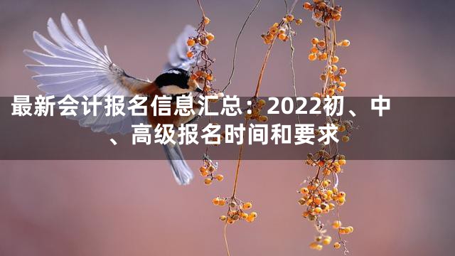 最新会计报名信息汇总：2022初、中、高级报名时间和要求