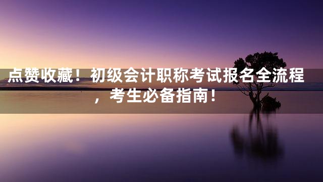 点赞收藏！初级会计职称考试报名全流程，考生必备指南！