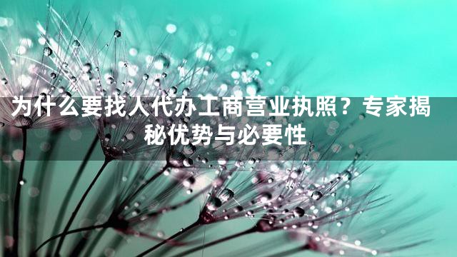 为什么要找人代办工商营业执照？专家揭秘优势与必要性