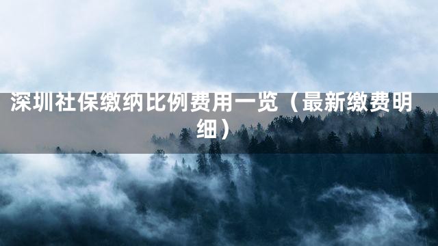 深圳社保缴纳比例费用一览（最新缴费明细）