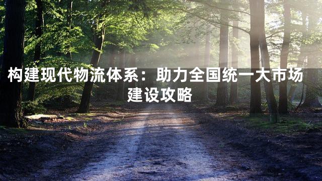 构建现代物流体系：助力全国统一大市场建设攻略