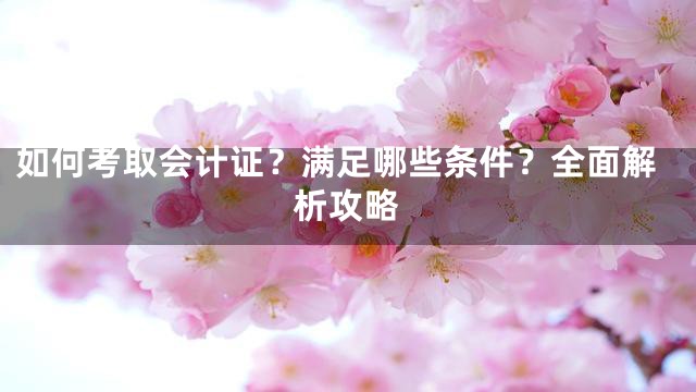 如何考取会计证？满足哪些条件？全面解析攻略