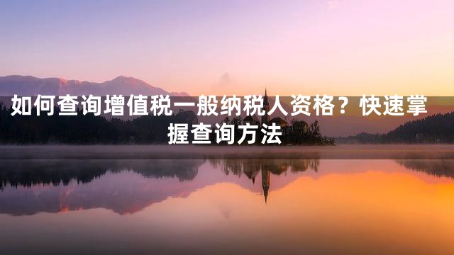 如何查询增值税一般纳税人资格？快速掌握查询方法