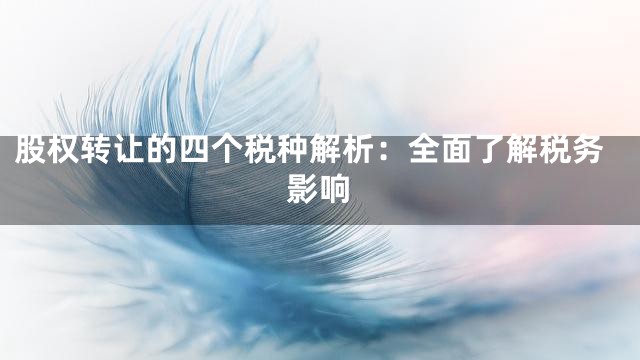 股权转让的四个税种解析：全面了解税务影响